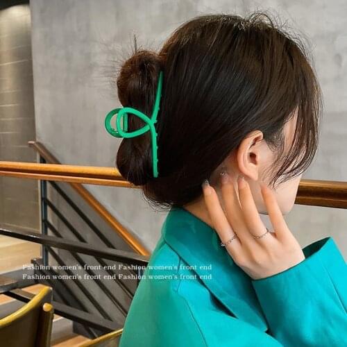 Korean style matte texture metal shark catching clip net red new temperament hair volume and back head hairpin