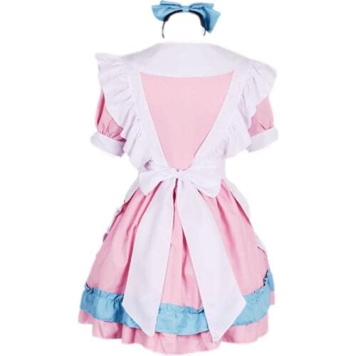 Maid Costume Set Comfortable Cute Cat Role Playing Lolita Dress Cosplay Costume Maid Play Dress Pink Clothing