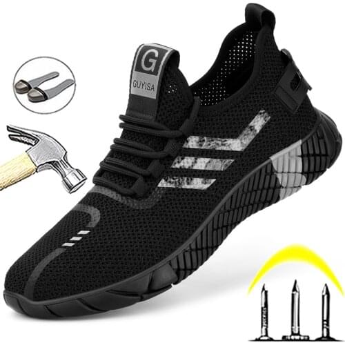Summer Safety Shoes Man Work Sneakers Indestructible Shoes Male Puncture-Proof Security Boots Work Sneaker Steel Toe Shoes