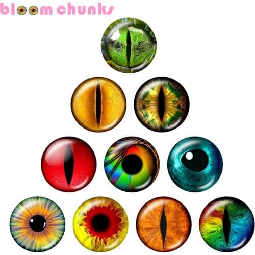 Animal eye Halloween 12mm/18mm/20mm/25mm Round glass cabochon flat back Making snap button B6759