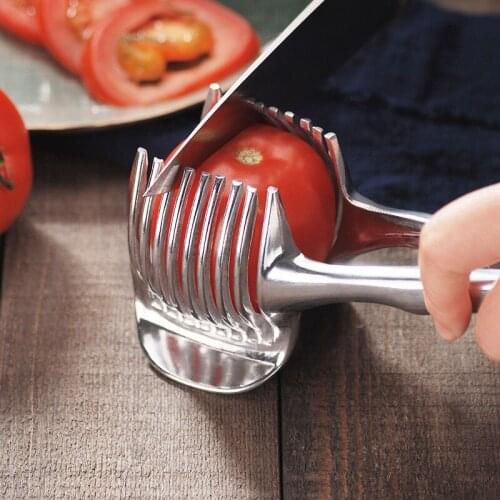 Kitchen Accessories Cutting Tools Tomato Vegetables Slicer Cutting Aid Holder Guide Slicing Cutter Safe Fork Kitchen Gadgets