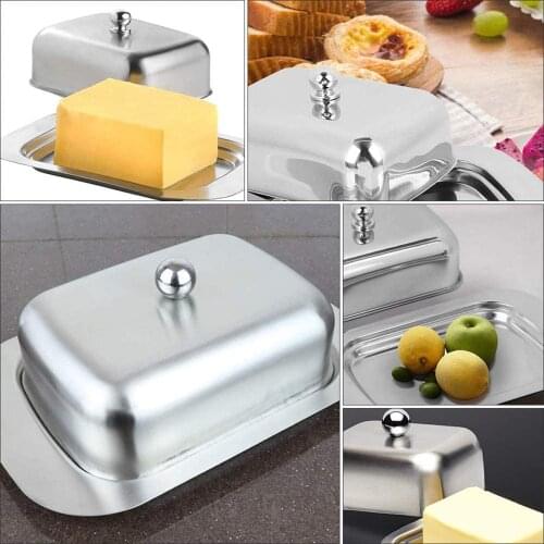 Kitchen Butter Dish Box Container Cheese Plate Storage Container Keeper Tray Butter Dish with Lid Stainless Steel Cheese Boxes