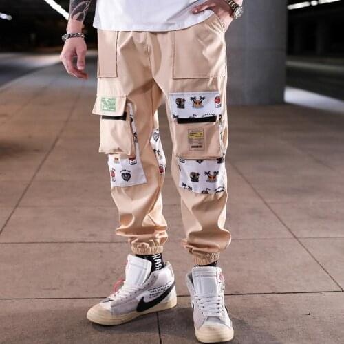 Mens Side Pockets Cargo Harem Pants Hip Hop Casual Male Tatical Joggers Trousers Fashion Casual Streetwear Pants