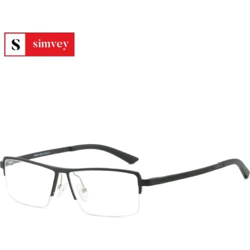 Simvey Men Semi Rimless Prescription Glasses Alloy Frame Myopia Glasses Fashion Male Half Frame Ultralight Eyeglasses