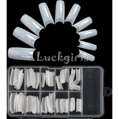 100 Pcs Natural Boxed French Tool Acrylic Salon Manicure DIY White UV Gel Transparent Nail Art Tips Tip Set