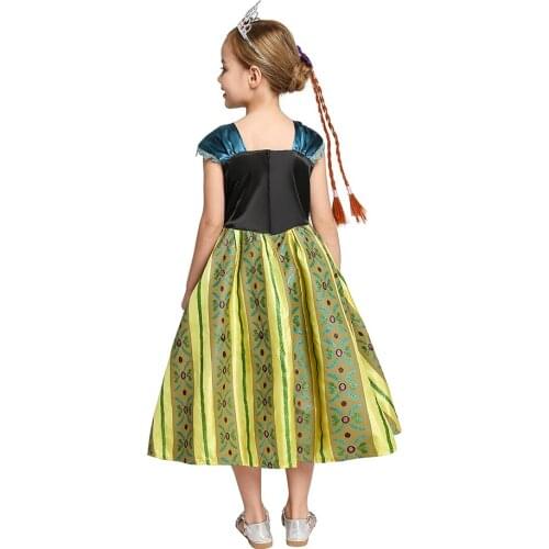 MUABABY Girl Anna Dress up Costume Children Elsa Coronation Princess Party Frocks for Halloween Girls Photography Clothes