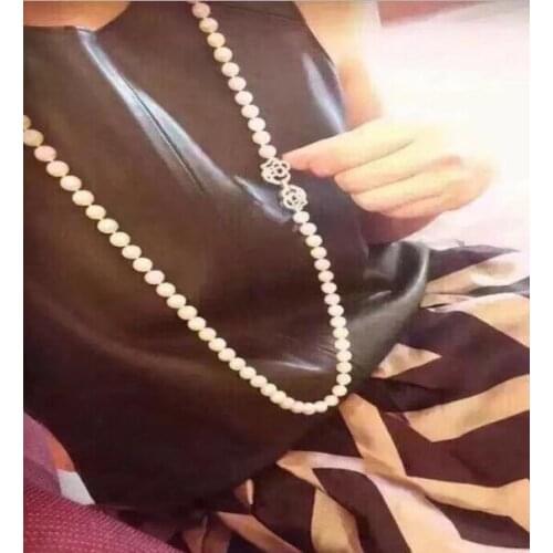 Charming 9-10mm south sea round white pearl necklace 36inch 50"