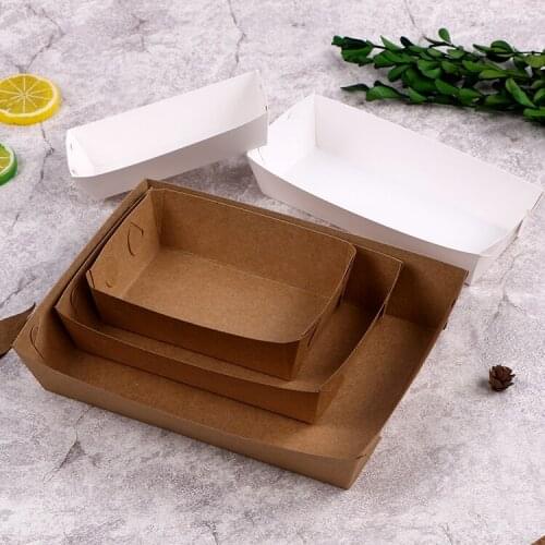 Disposable Cowhide White Cardboard Box Anti-oil Fried Food French Fries Chicken Wings Packing Box 10pcs/lot