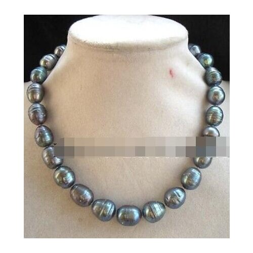 Freshwater pearl black egg 10-11mm necklace 17" nature wholesale beads big size