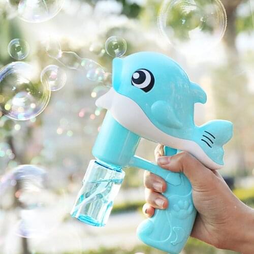 Bubble Gun Soap Water Cartoon Water Gun Gift For Kids Fully automatic music dolphin Bubble Gun Bubble Blower MachineToy