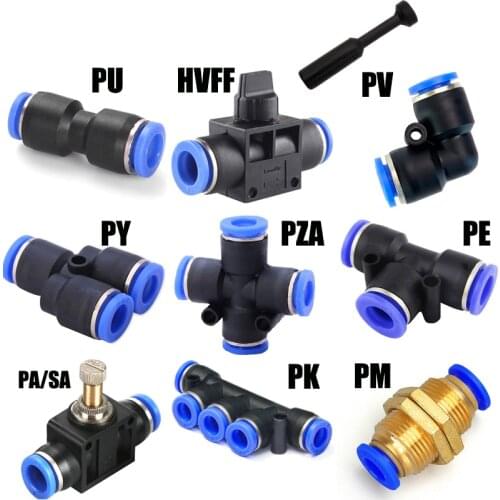 Pneumatic fittings PY/PU/PV/PE/HVFF/SA water pipes and pipe connectors direct thrust 4 to 12mm/ PU plastic hose quick couplings