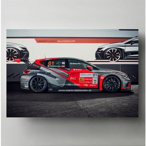 Sports Car Posters Seat Leon Cup Rally Race Racing Sport Picture Canvas Print Wall Art for Home Room Decor