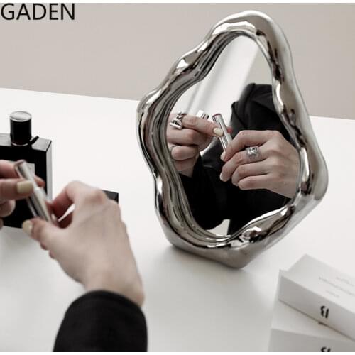 Luxury Ceramic Makeup Mirror Beauty Desktop Desktop Nordic Household Wall-mounted Mirror Vanity Mirror Home Decorative Mirror