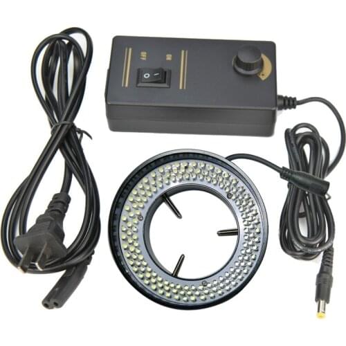 Microscope Illuminator 144 LED Ring Light White Ring Lamp with Adapter 90V-240V