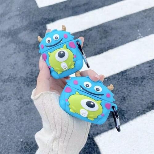 University Monster 3D Hairy Monster Big Eyes Wireless Earphone Protective Case for Apple Airpods Pro 1 2 3 Protective Case Gift