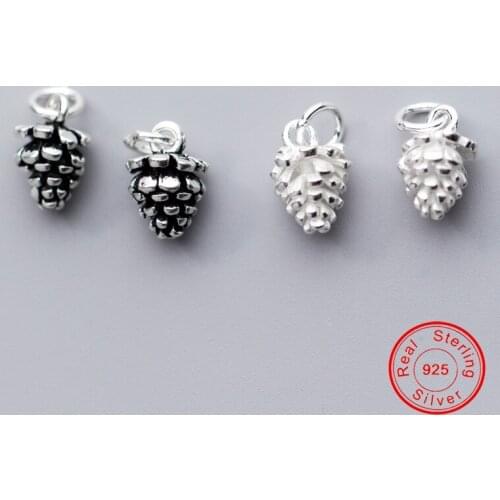 UQBing 100% 925 Sterling Silver DIY Charms Jewelry Findings 8*8*12mm Vintage Pine cone Charm Beads Jewelry