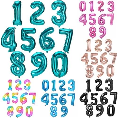 32/40inch Number Aluminum Foil Balloons Digit Figure Balloon Decoration Child Adult Birthday Wedding Decor Party Supplies