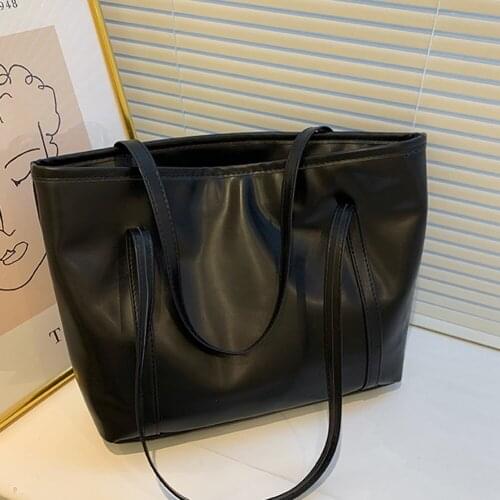 Vintage PU Leather Women Large Capacity Underarm Shoulder Bags Solid Color Casual Shopping Tote Bag Ladies Shoulder Handbags