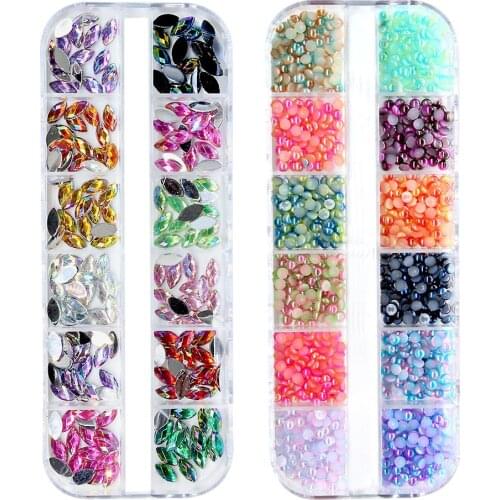 12 Grid 3D DIY Glitter Nail Art Rhinestone Sequins Decoration Manicure Tips 3D glitter nail art decoration Nail Art Accessories