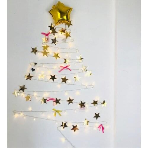 4 Meters Five-pointed Star Christmas Pendant Birthday Party Garland Gold And Silver Ornaments Window Pull Flag Wholesale