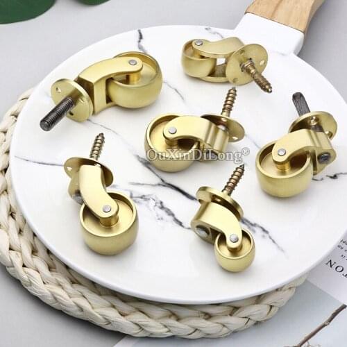 4PCS Multiple Type Brass Universal Wheel Metal Casters Silent Reinforce Furniture Casters Heavy Duty Furniture Support Leg GF370