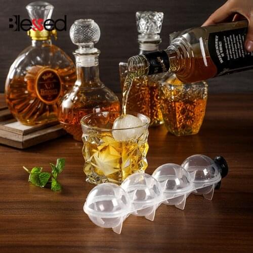 4-Cell DIY Whiskey Ice Cube Maker Ice Ball Molds for Whiskey Cocktail Round ice cube mold Kitchen Bar Accessories Supplies