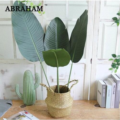 98cm 3pcs Banana Leaves Tropical Plants Artificial Banana Tree Branch Fake Bush Plastic Large Palm Leaf Home Office Decoration