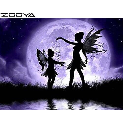 ZOOYA Diamond Painting Full Round Diamond Embroidery Mosaic Pictures 5d Wall Sticker Handicrafts Butterfly Angel Moon Gifts R285