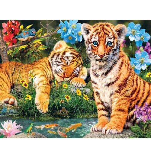 Diamond Embroidery Sale Diy Cute Baby Tiger Mosaic Full Square Drill Needlework 5D Diamond Painting Animal Home Decoration