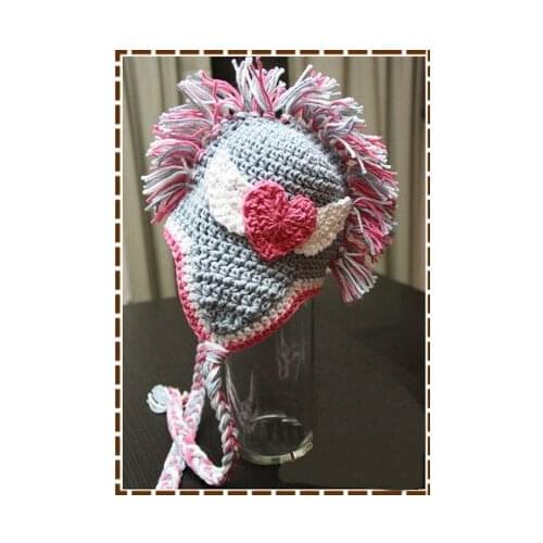 Free shipping,Handmade Grey Crochet Indian Chief Angell Hat, Baby Hat caps . newborn Photography Props100% cotton size:0-3month