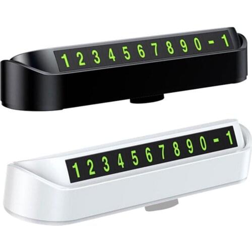 Black White Move The Car Number Plate Temporary Stop Sign Phone Number Display Board 360 Rotation Hide Car Styling Accessories