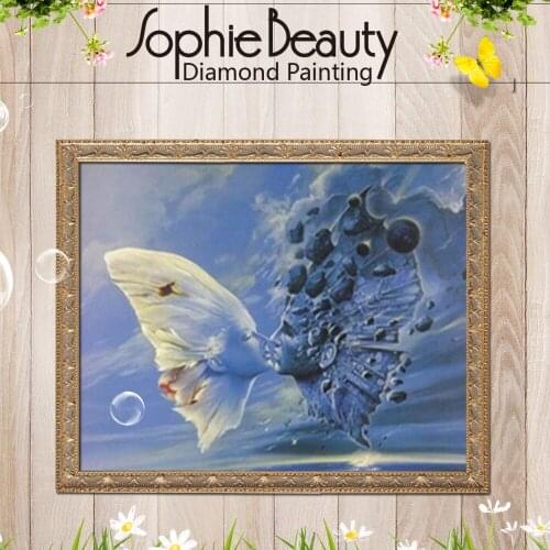DIY 5D Diamond Painting Cross Stitch Diamond Embroidery Butterfly Diamond Mosaic Kits Tender Kisses Romantic Lover Gift