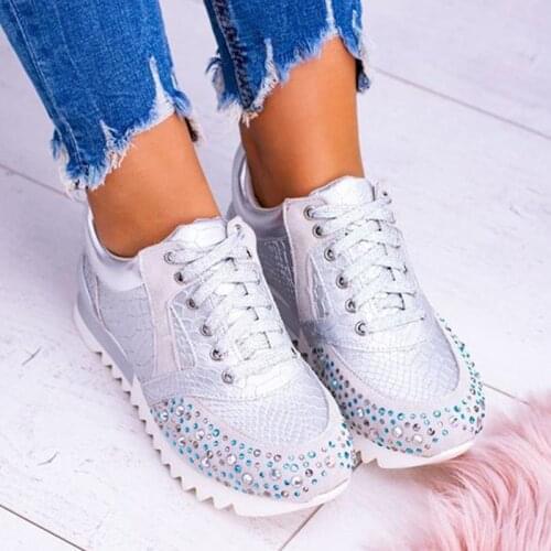 Elegant Orthopedic Comfortable Shoes Crystal Rhinestone Women Casual Running Sports Shoes Sneakers -MX8
