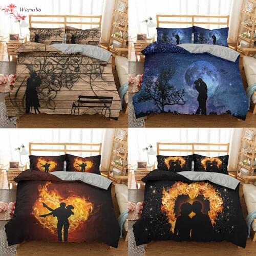 Europe Valentines Day 3D Print Comforter Bedding Set Queen King 2 People Duvet Cover Couple Double Bed Cover Luxury Lover Gifts