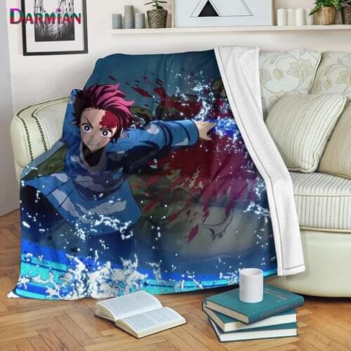 DARMIAN Fleece Throw Blankets Demon Slayer Anime Design Printed Plush Throw Blankets Sofa Nap Knee Blankets for Teengers Mantas