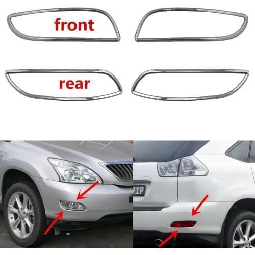 For Lexus XU30 RX330 RX350 2003-2008 Fog lamps cover Trim ABS Chrome 4pcs Front Rear fog light cover car-styling accessories