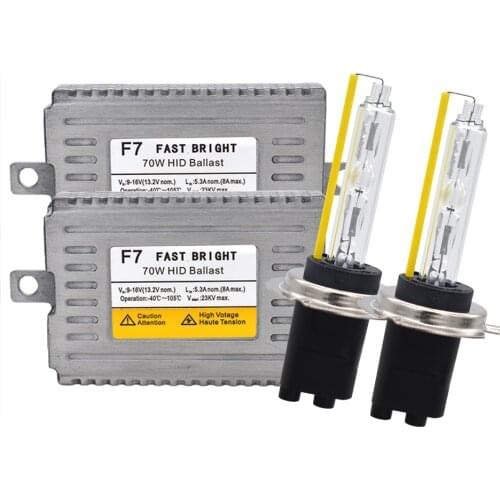 70W Xenon HID Conversion Kit DLT F7 Fast Start HID Ballast Xenon H1 H7 H11 HB3 HB4 9012 D2H 5500K Headlight Bulb 70W Xenon Kit
