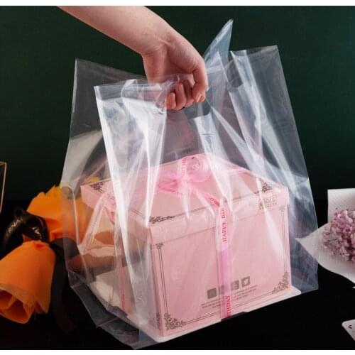 50Pcs Frosted Transparant Draagbare Stand Plastic Bakken 4 "6" 8 "10" Cake Brood Dessert Voedsel verpakking Takeaway Tassen