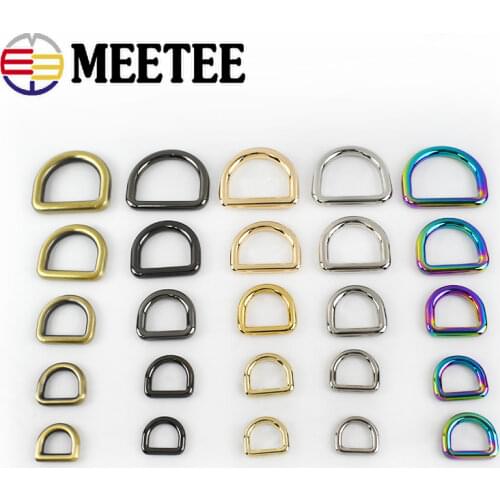 Meetee 10pcs 10-25mm Metal D Ring Buckles Bags Backpack Strap Belt Dog Collar Webbing Clasp DIY Leather Craft G7-3