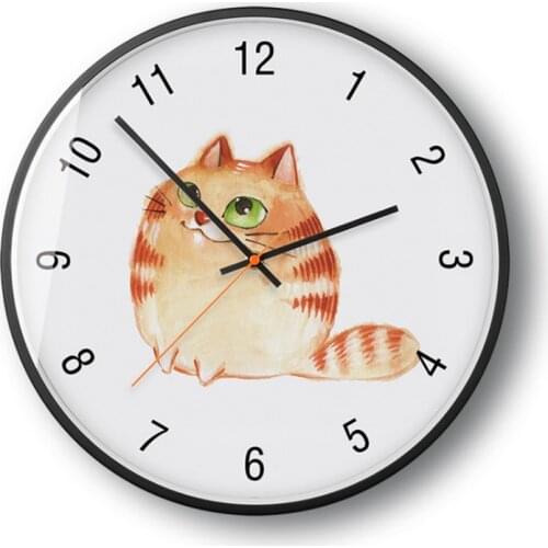 Cat 12 Inch Metal Wall Clock Nordic Household Mute Living Room Bedroom Modern Decorative Metal Wall Watch Quartz