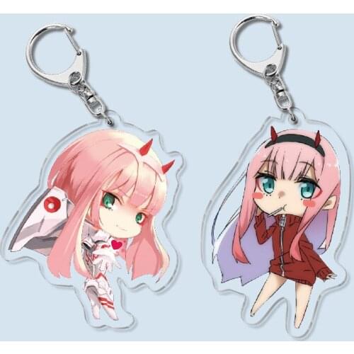 Anime Zero Two Darling in the FranXX 02 Cute Acrylic Pendant Figure Keychain Keyring Collection Model Toy Gift Cosplay