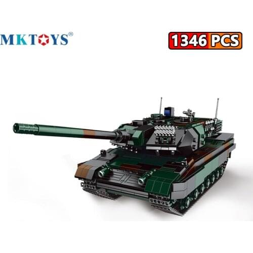 MKTOYS WW2 Military Leopard 2A6 Germany Battle Tank Bricks Gifts MOC Batisbricks Army Forces Building Block Toys for Boys