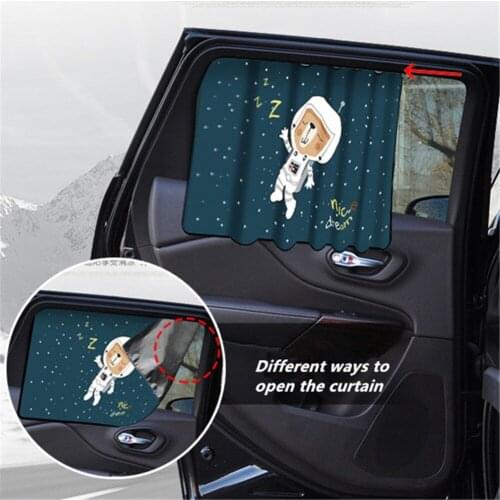 Cartoon Car Curtain UV Protection Car Window Cover Car Sun Shade Curtain Solar Mosquito Dust Protective Cover Car Accessories