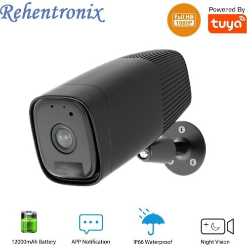 Tuya APP Outdoor IP66 12000mAh Rechargeable WiFi Battery Camera PIR 2-Way Audio CCTV Security Cloud Storage Camera System