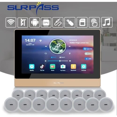 Bluetooth Wall Amplifier WiFi Android 8.1 HiFi Digital Stereo Sound Power Audio PA Ceiling Speaker Music Kit Home Theater System