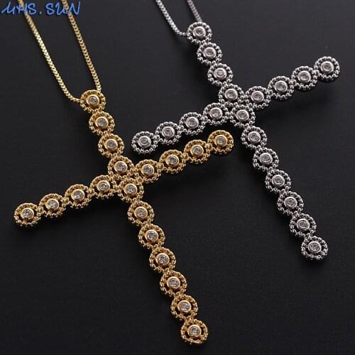 MHS.SUN New Arrival Cross Pendant Necklace With AAA Zircon Fashion Religion Jewelry Men Chain Necklace For Party 1PC Hot Sale