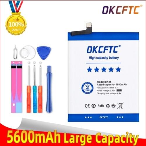 OKCFTC Orginal BN35 5600mAh Battery For Xiaomi Redmi 5 Redmi5 Red mi5 High Quality Phone Replacement Batteries