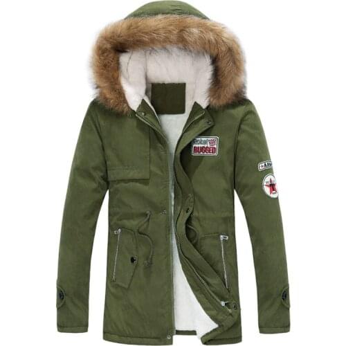 Autumn Winter mens cotton jackets mens thick Hooded coat Casual male Solid color warm coat with Fur collar plus size Parkas 4XL