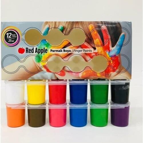 Finger Paint EN71 Safe For Kids 25 Ml 12 Vibrant Colors Red Apple Appropriate For Paper, Wood, cardboard Surfaces