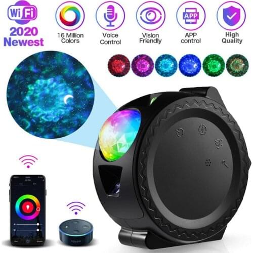 Wifi App Starry Sky Projector Galaxy Projector Stars Moon Ocean Voice Music Control Led Night Light Lamp For Kid Gift Smart Life